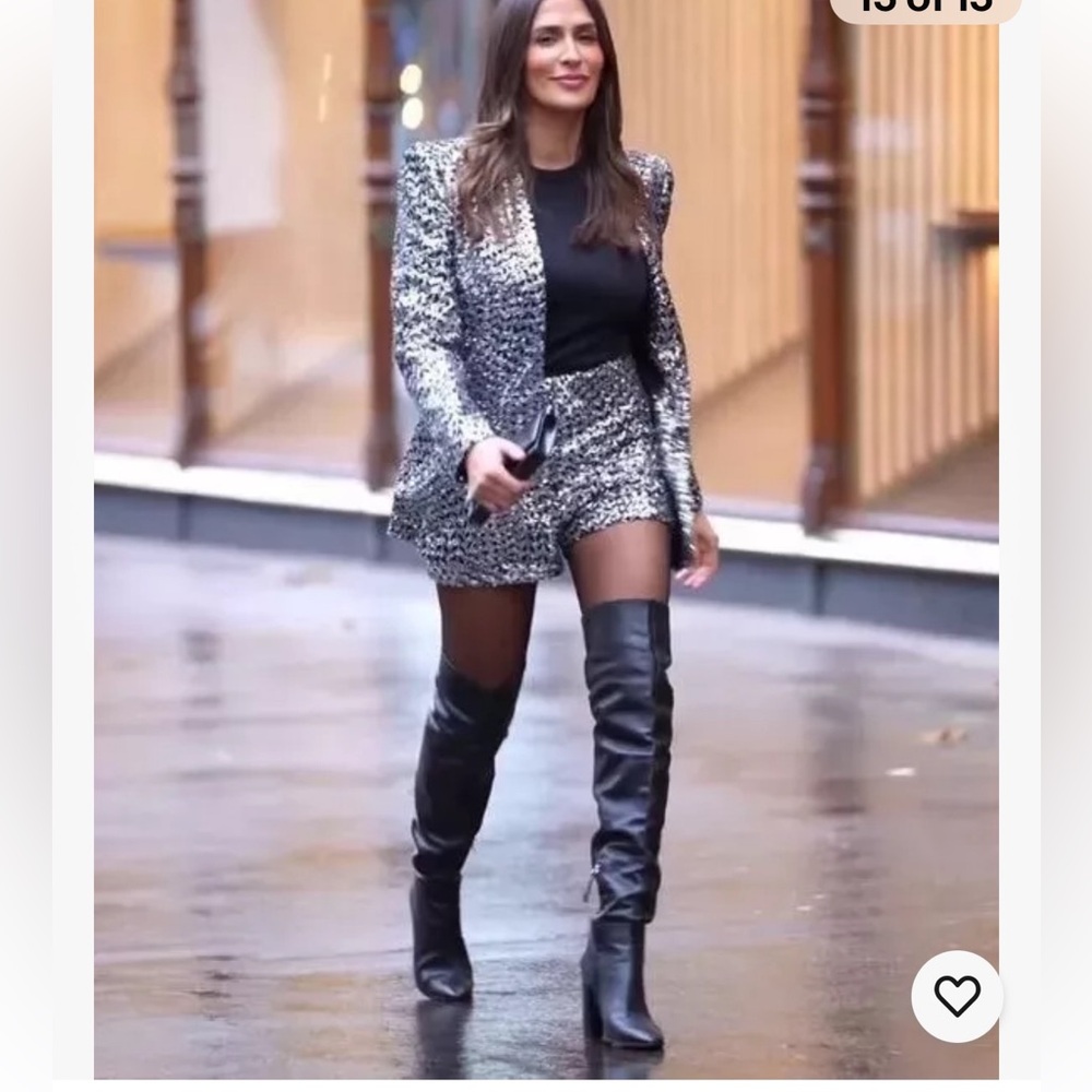 Zara 2 pieces matching set sequins Blazer and sequins Shorts